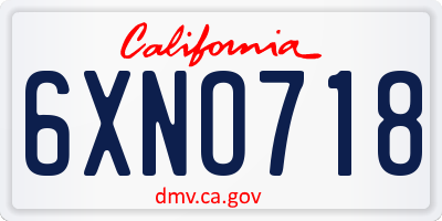 CA license plate 6XNO718
