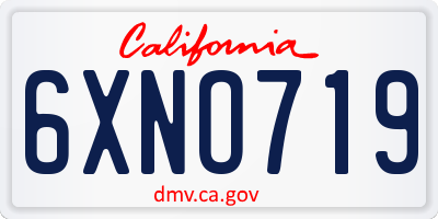 CA license plate 6XNO719