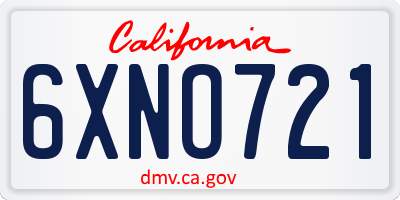 CA license plate 6XNO721