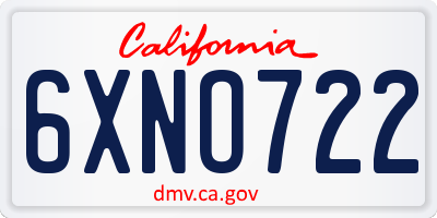 CA license plate 6XNO722