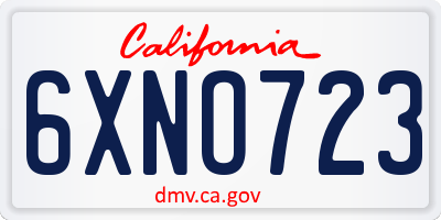 CA license plate 6XNO723