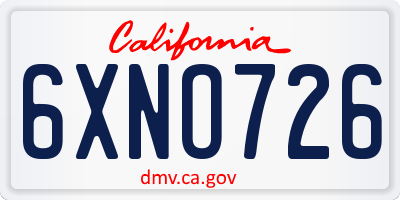 CA license plate 6XNO726