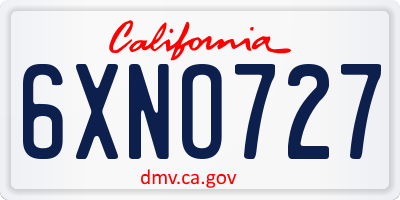 CA license plate 6XNO727