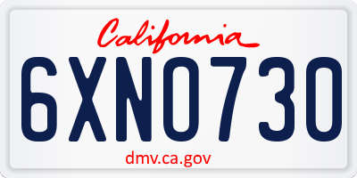 CA license plate 6XNO730