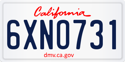 CA license plate 6XNO731