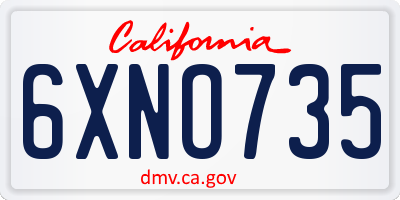 CA license plate 6XNO735