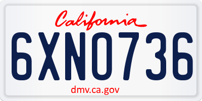 CA license plate 6XNO736