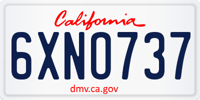 CA license plate 6XNO737