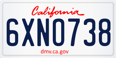 CA license plate 6XNO738