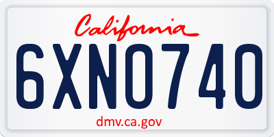 CA license plate 6XNO740