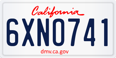 CA license plate 6XNO741