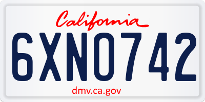 CA license plate 6XNO742