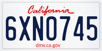 CA license plate 6XNO745