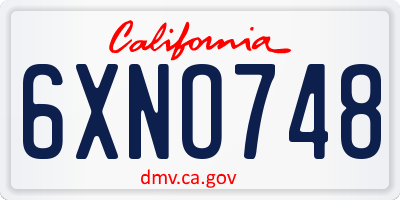 CA license plate 6XNO748