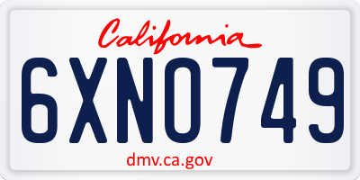 CA license plate 6XNO749