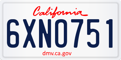 CA license plate 6XNO751