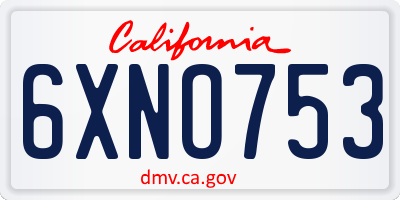 CA license plate 6XNO753