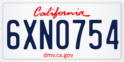 CA license plate 6XNO754