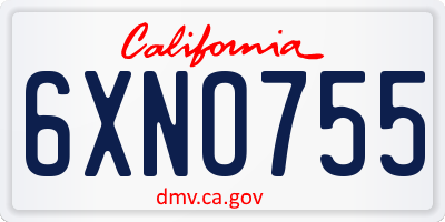 CA license plate 6XNO755