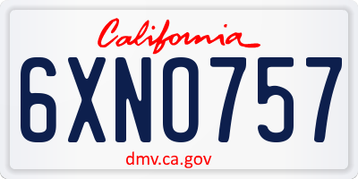 CA license plate 6XNO757
