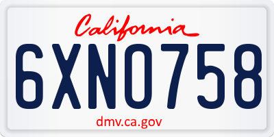 CA license plate 6XNO758