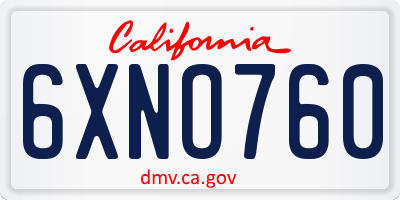 CA license plate 6XNO760