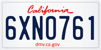 CA license plate 6XNO761