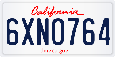 CA license plate 6XNO764