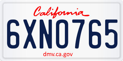 CA license plate 6XNO765