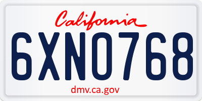 CA license plate 6XNO768