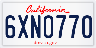 CA license plate 6XNO770