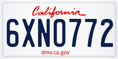CA license plate 6XNO772