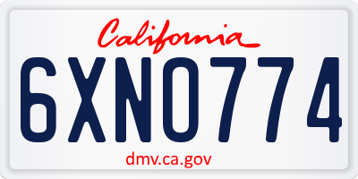 CA license plate 6XNO774