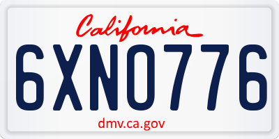 CA license plate 6XNO776