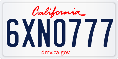 CA license plate 6XNO777