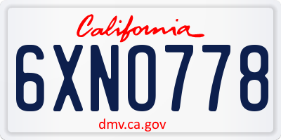 CA license plate 6XNO778