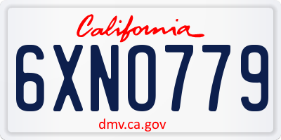 CA license plate 6XNO779