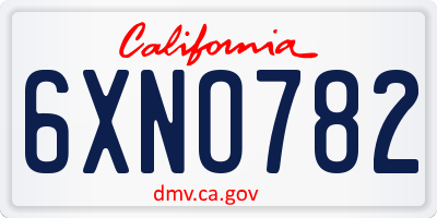 CA license plate 6XNO782