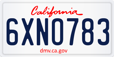 CA license plate 6XNO783