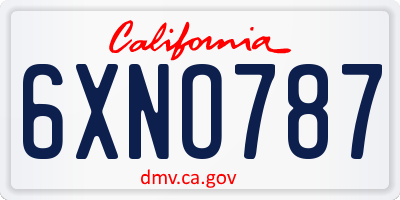 CA license plate 6XNO787