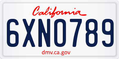 CA license plate 6XNO789