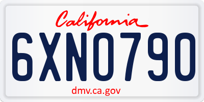 CA license plate 6XNO790