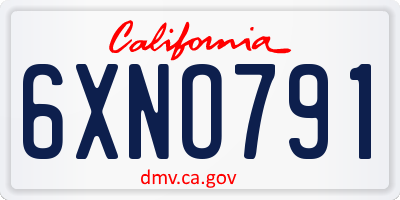 CA license plate 6XNO791