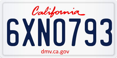 CA license plate 6XNO793