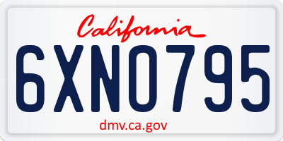 CA license plate 6XNO795