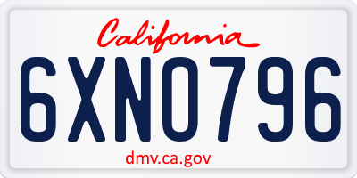 CA license plate 6XNO796