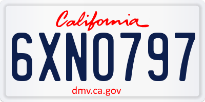 CA license plate 6XNO797
