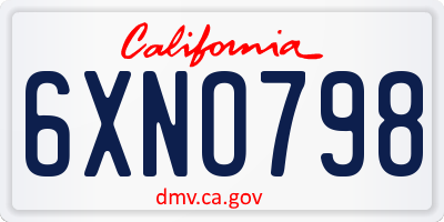 CA license plate 6XNO798