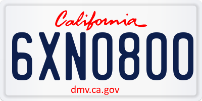 CA license plate 6XNO800