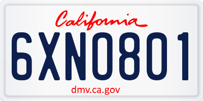 CA license plate 6XNO801